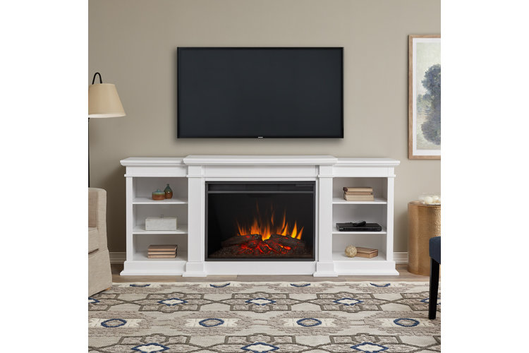 Grand tv stand with outlet fireplace